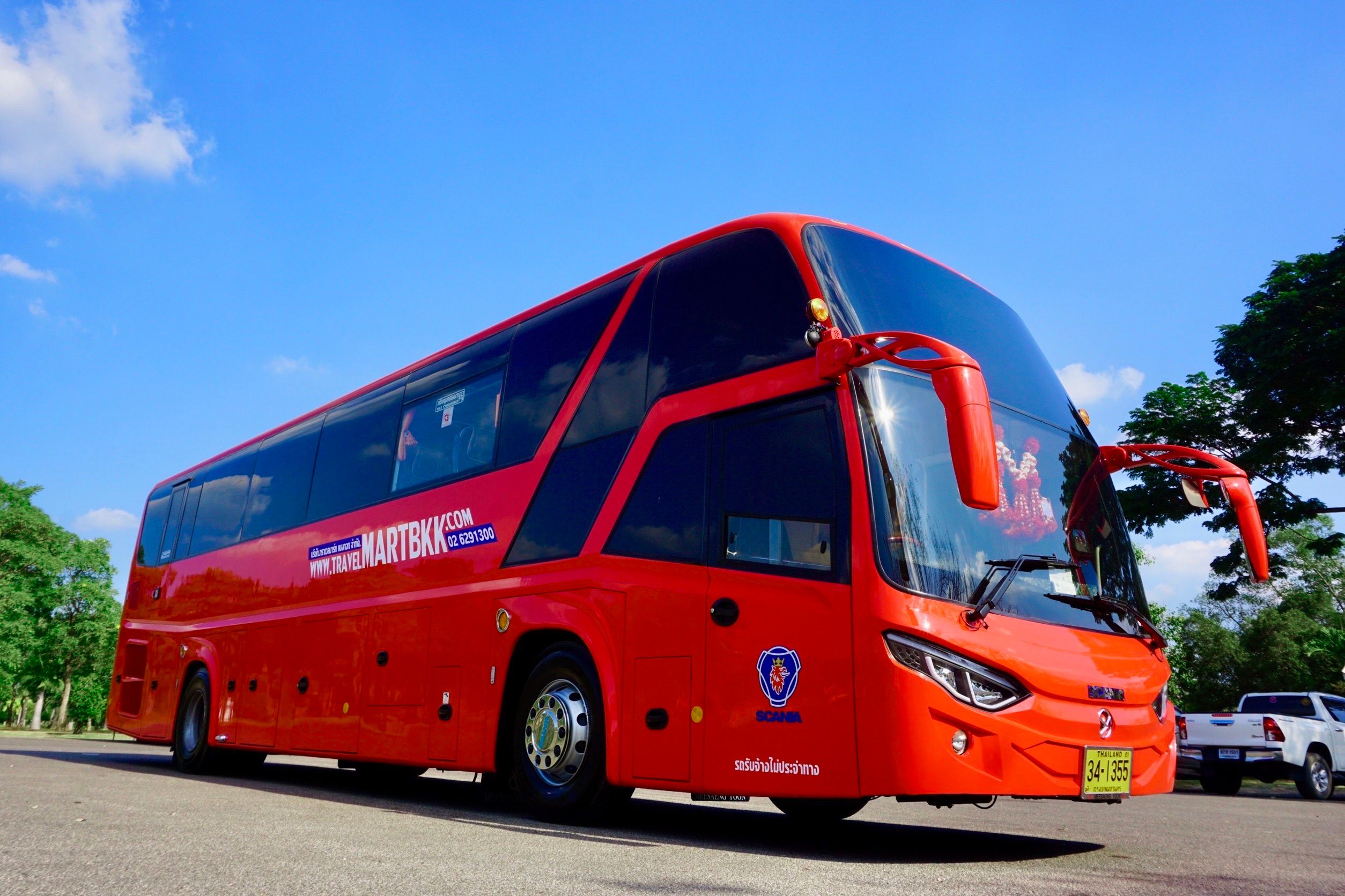 Thailändischer Bus Orange Transport Auto Fahrer Fahrpreis Autobus
